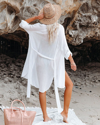 Belted Beach Shirt White