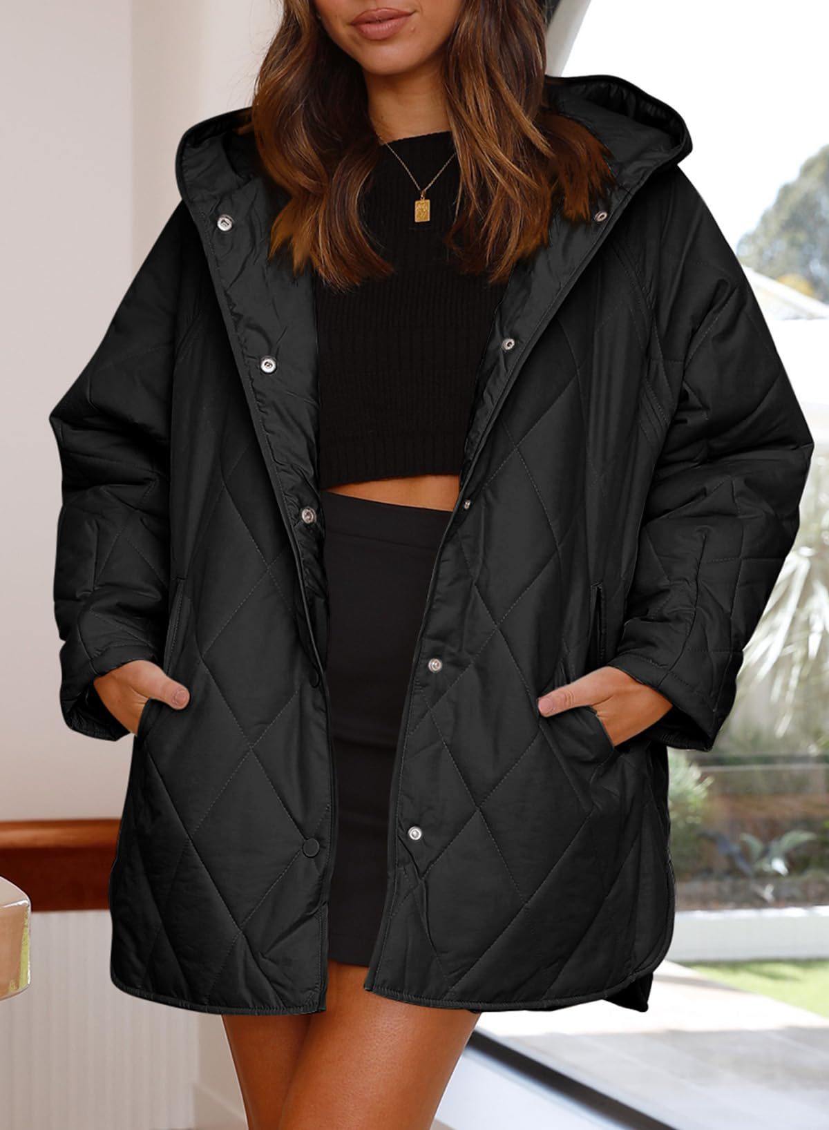 Oversized Padded Quilted Jacket with hood