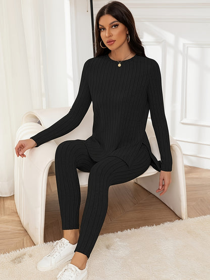 Knit Fabric Casual Pantsuit Set