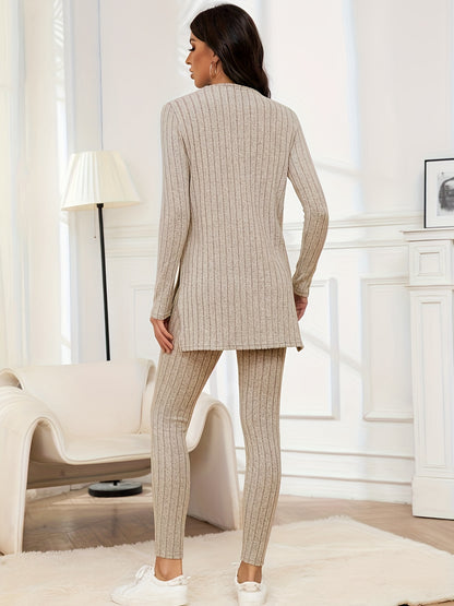 Knit Fabric Casual Pantsuit Set