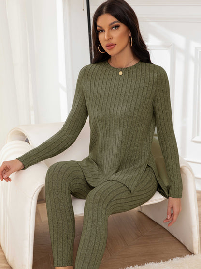 Knit Fabric Casual Pantsuit Set