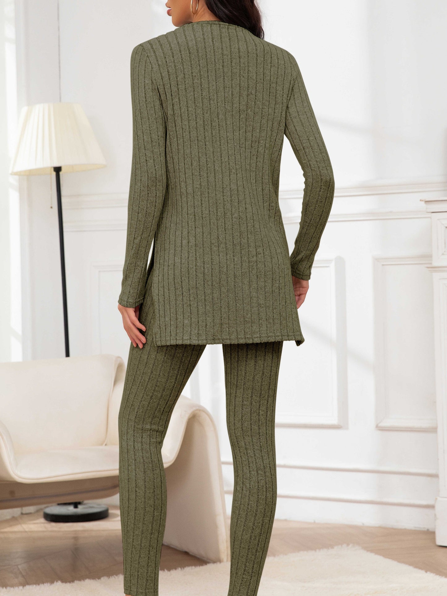 Knit Fabric Casual Pantsuit Set