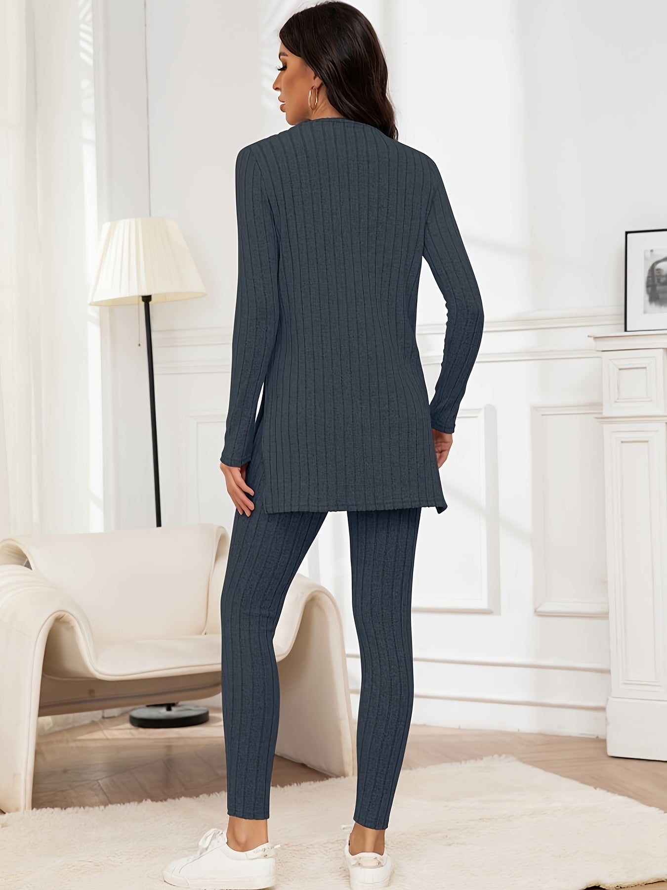 Knit Fabric Casual Pantsuit Set