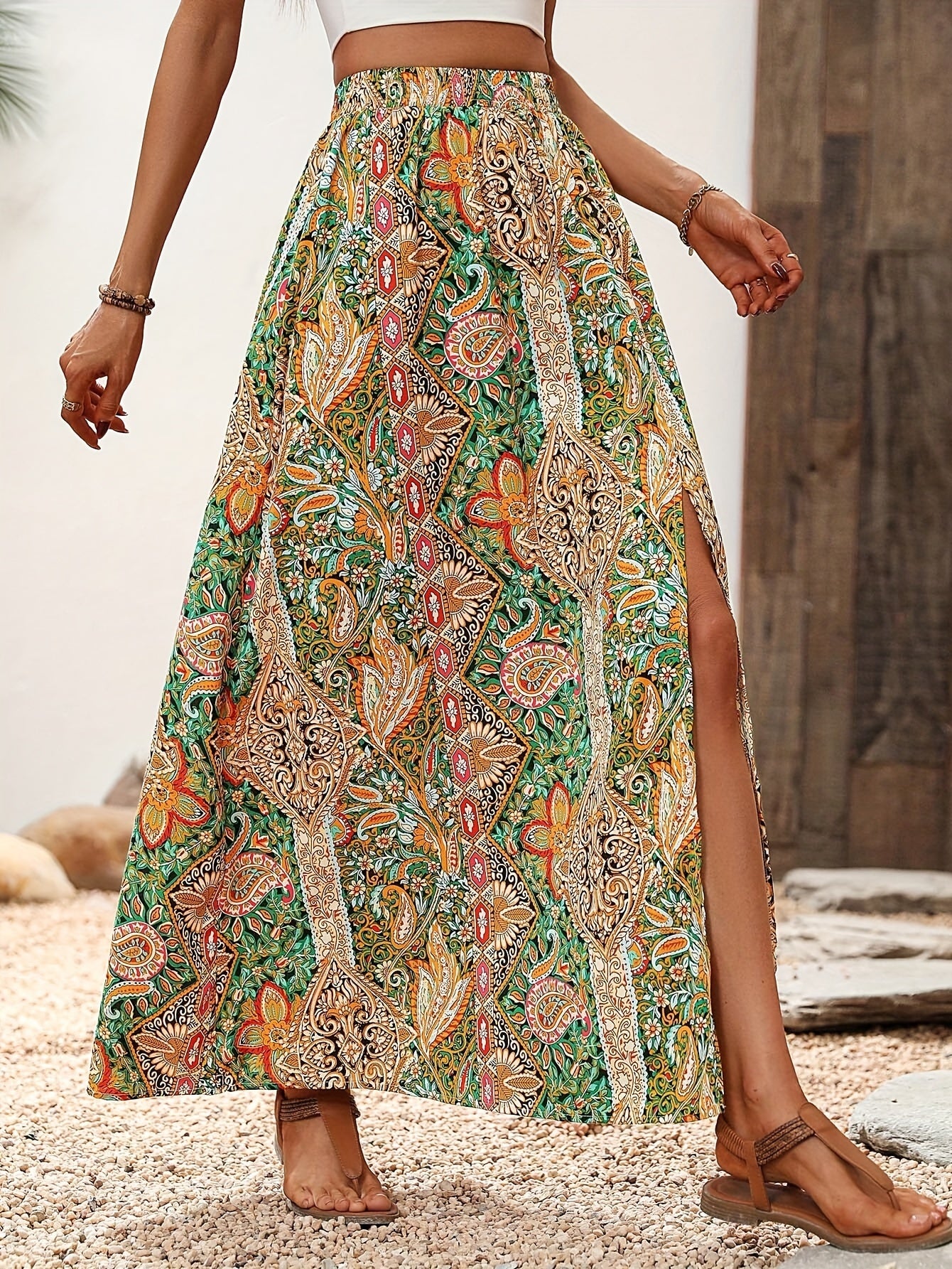 Tribal Print Maxi Skirt