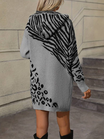 Hooded Print Cardigan