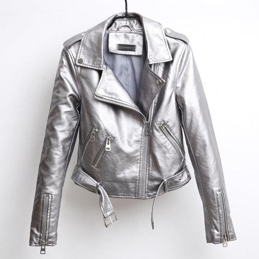 Silver biker leather