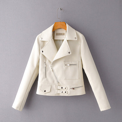 Lapel PU Leather Jacket