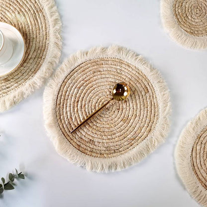 Boho Tassel Straw Placemats