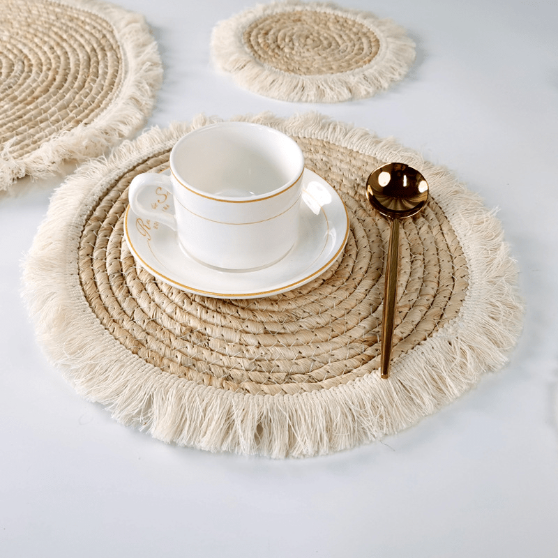 Boho Tassel Straw Placemats