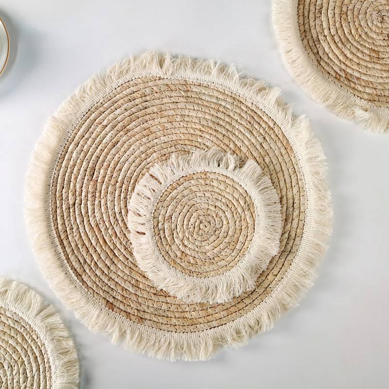 Boho Tassel Straw Placemats