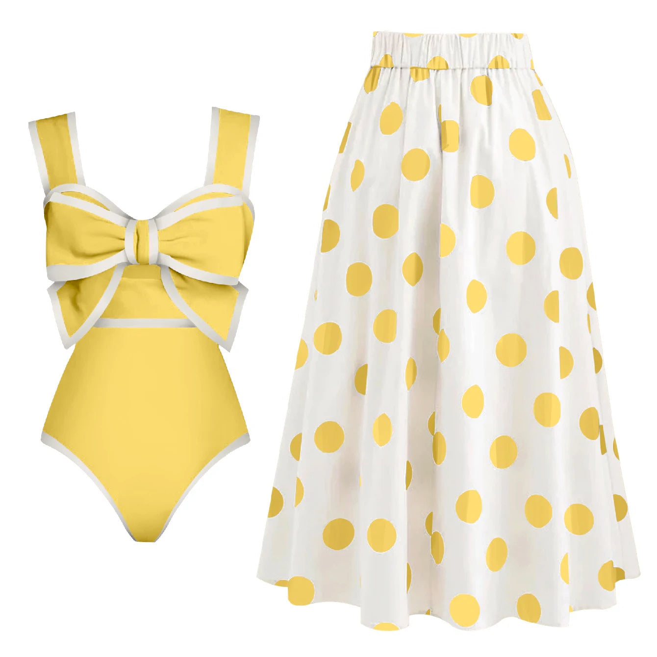 Bow Tie One-Piece Swimsuit with Skirt