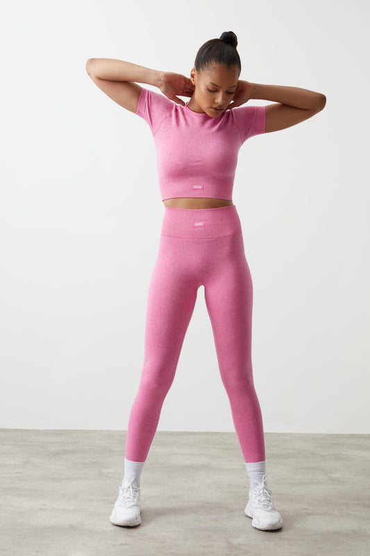 Seamless Full Length Leggings Pink - JOGGR