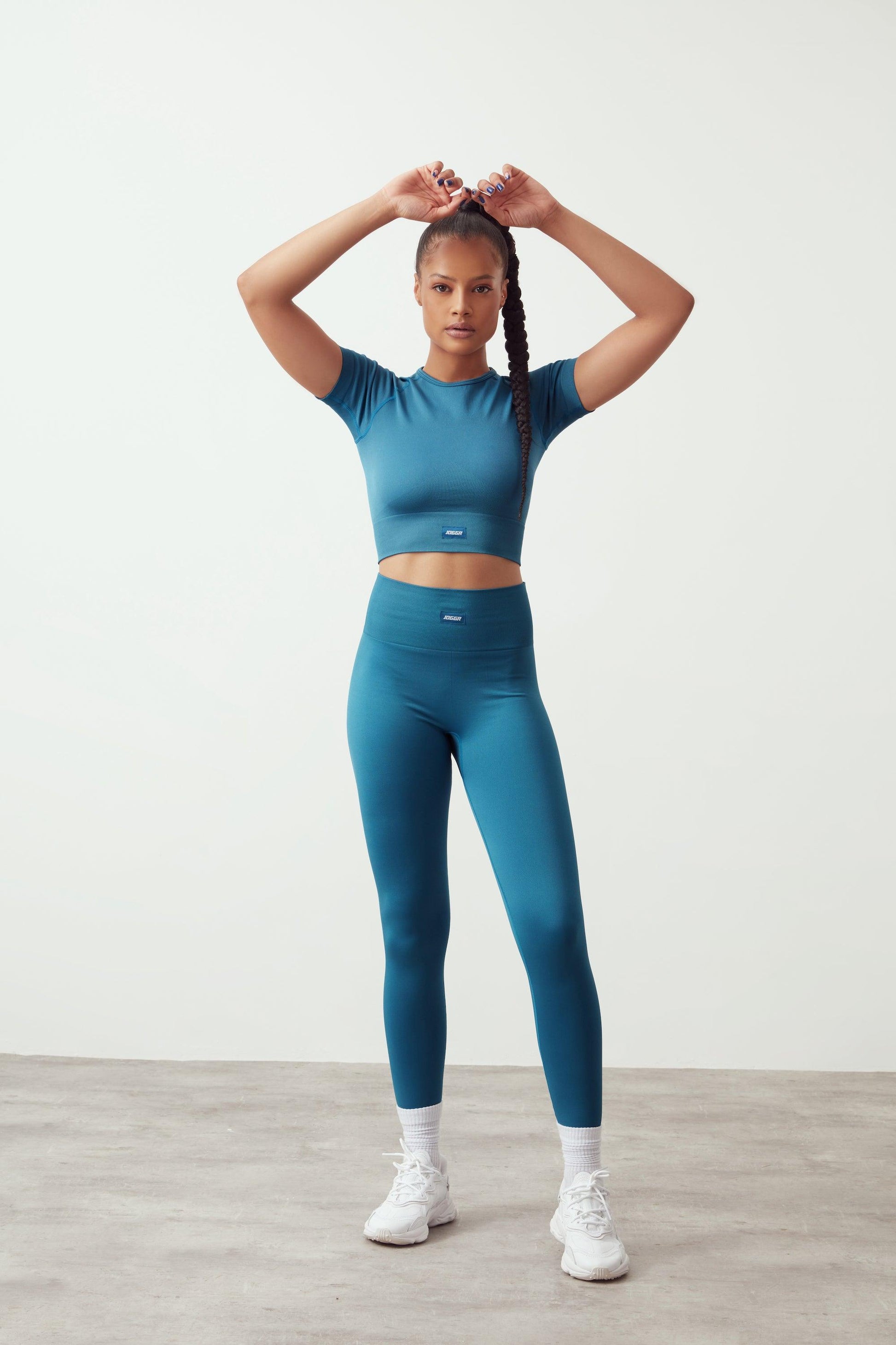 Seamless Full Length Leggings Blue - JOGGR