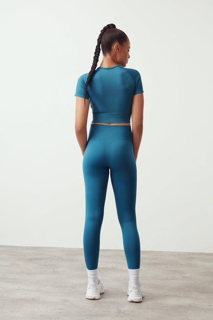 Seamless Full Length Leggings Blue - JOGGR