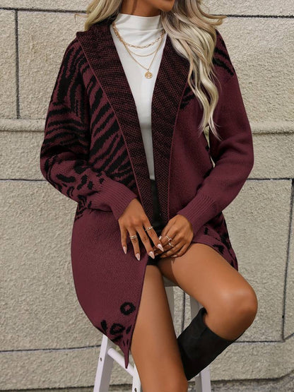 Hooded Print Cardigan