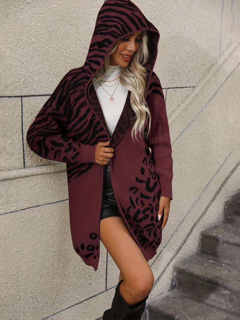 Hooded Print Cardigan