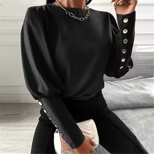 Button Cage Sleeve Blouse