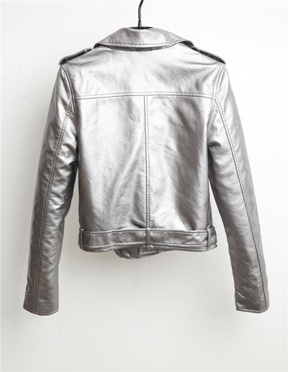 Silver biker leather