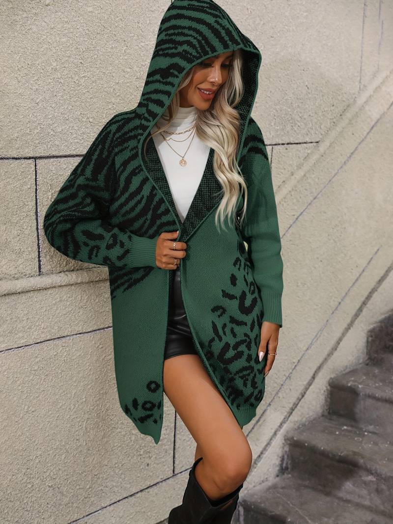 Hooded Print Cardigan