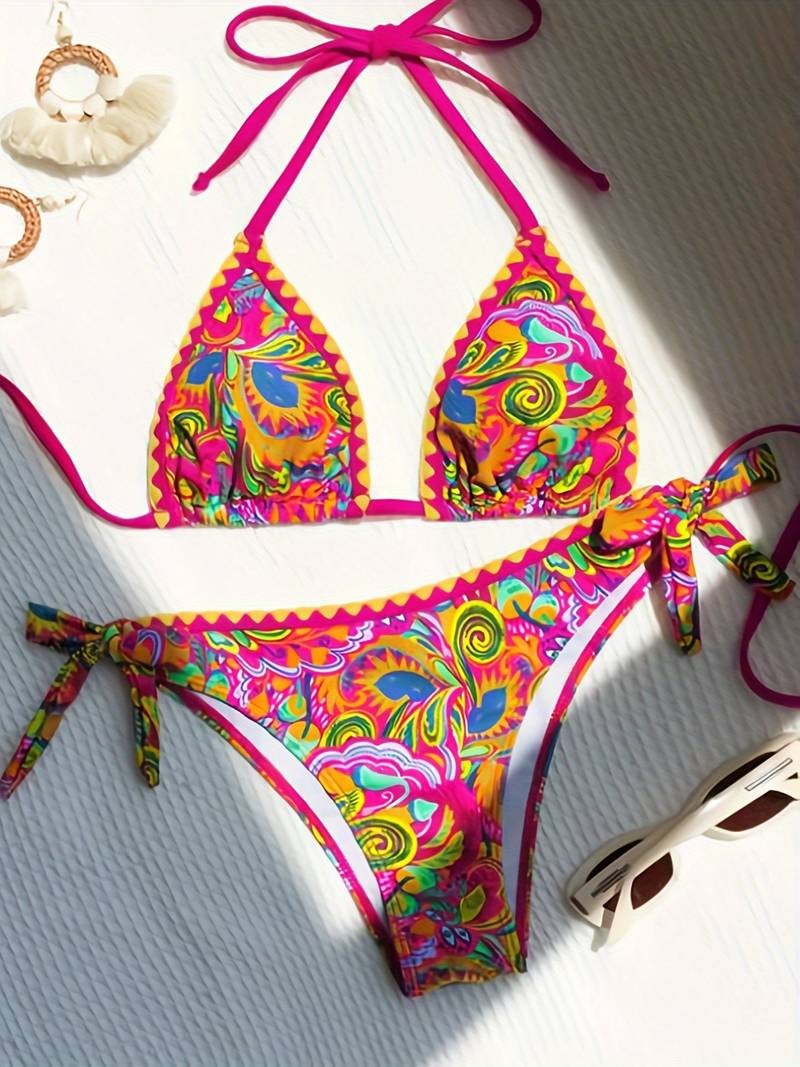 Boho Floral Print Bikini Set