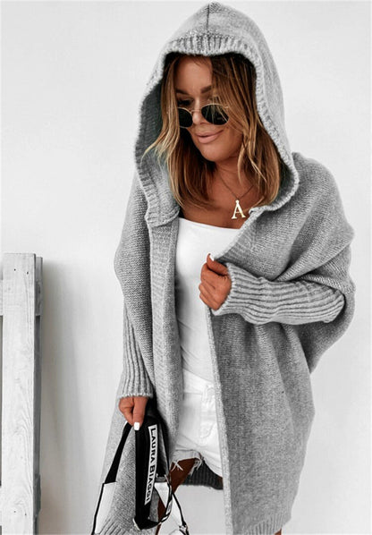 loose hooded cardigan