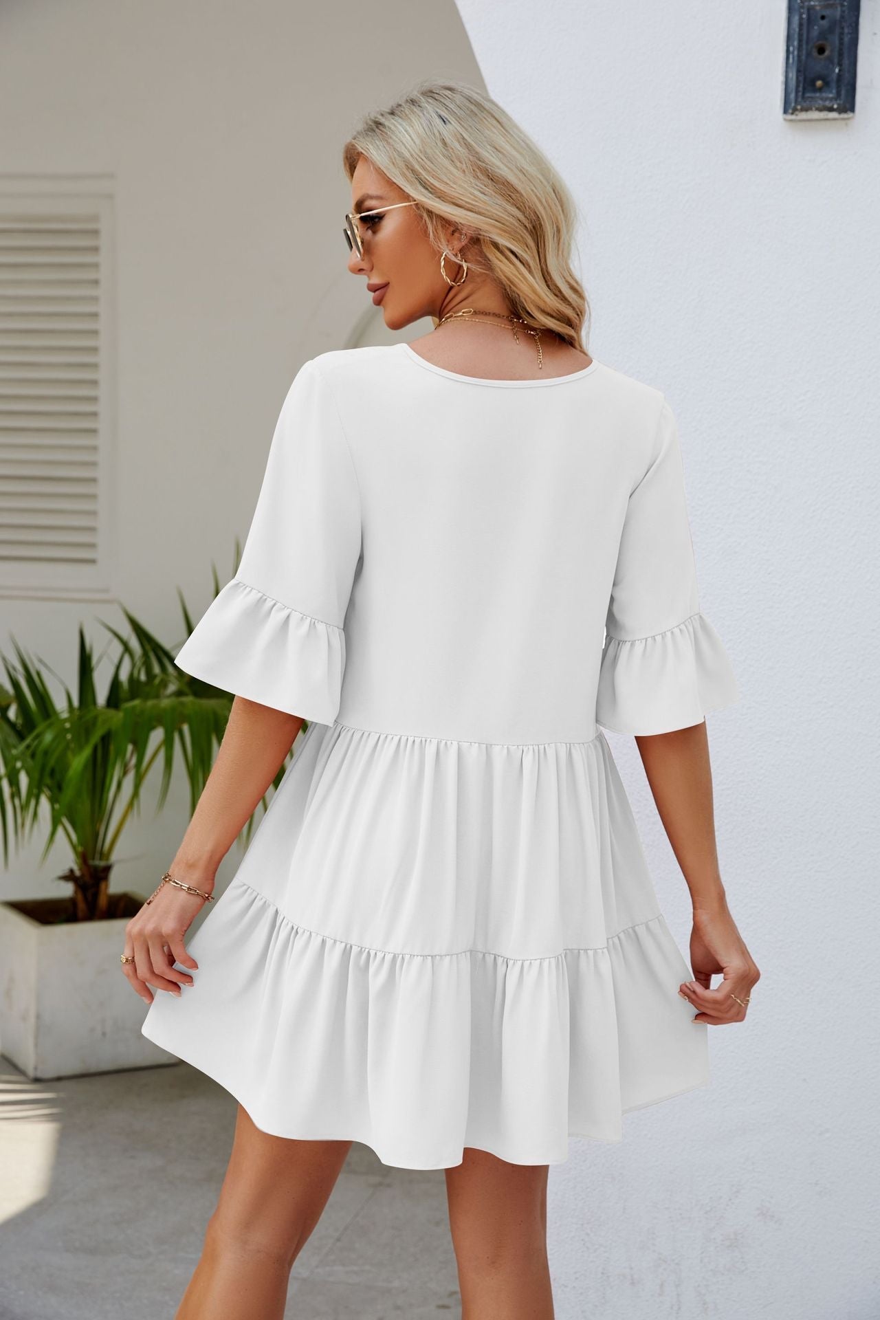 Ruched Short Sleeved Dress