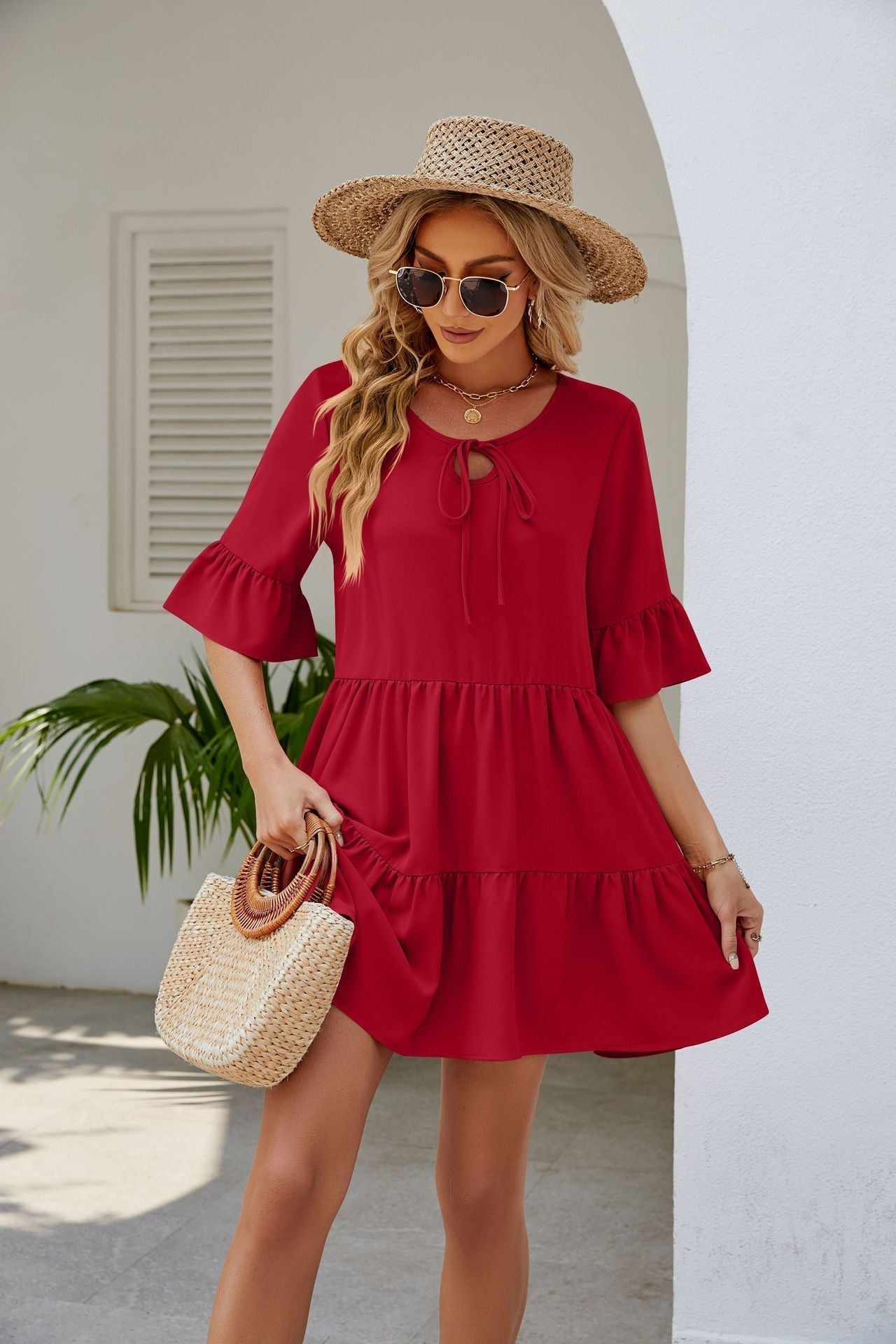 Ruched Short Sleeved Dress