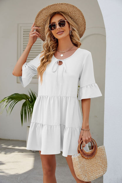 Ruched Short Sleeved Dress