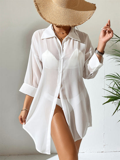 White Chiffon Long Shirt