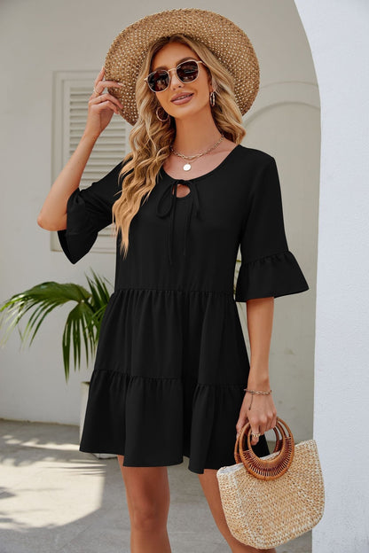 Ruched Short Sleeved Dress