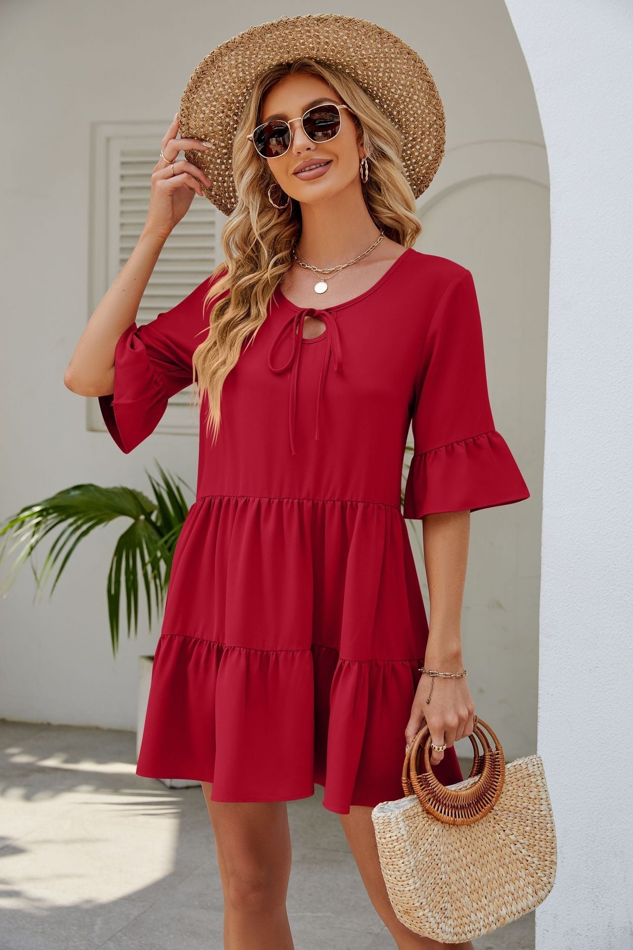 Ruched Short Sleeved Dress