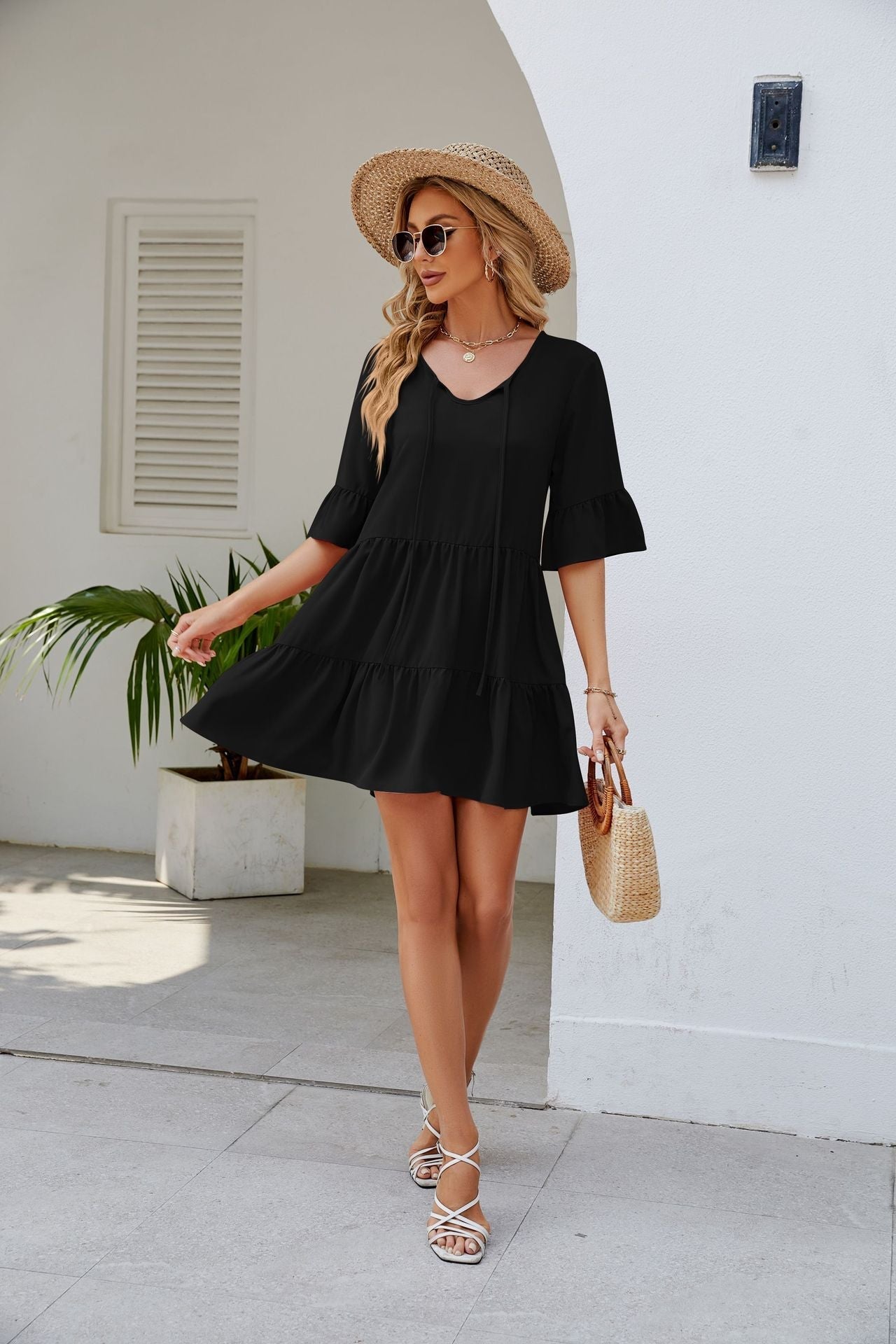 Ruched Short Sleeved Dress