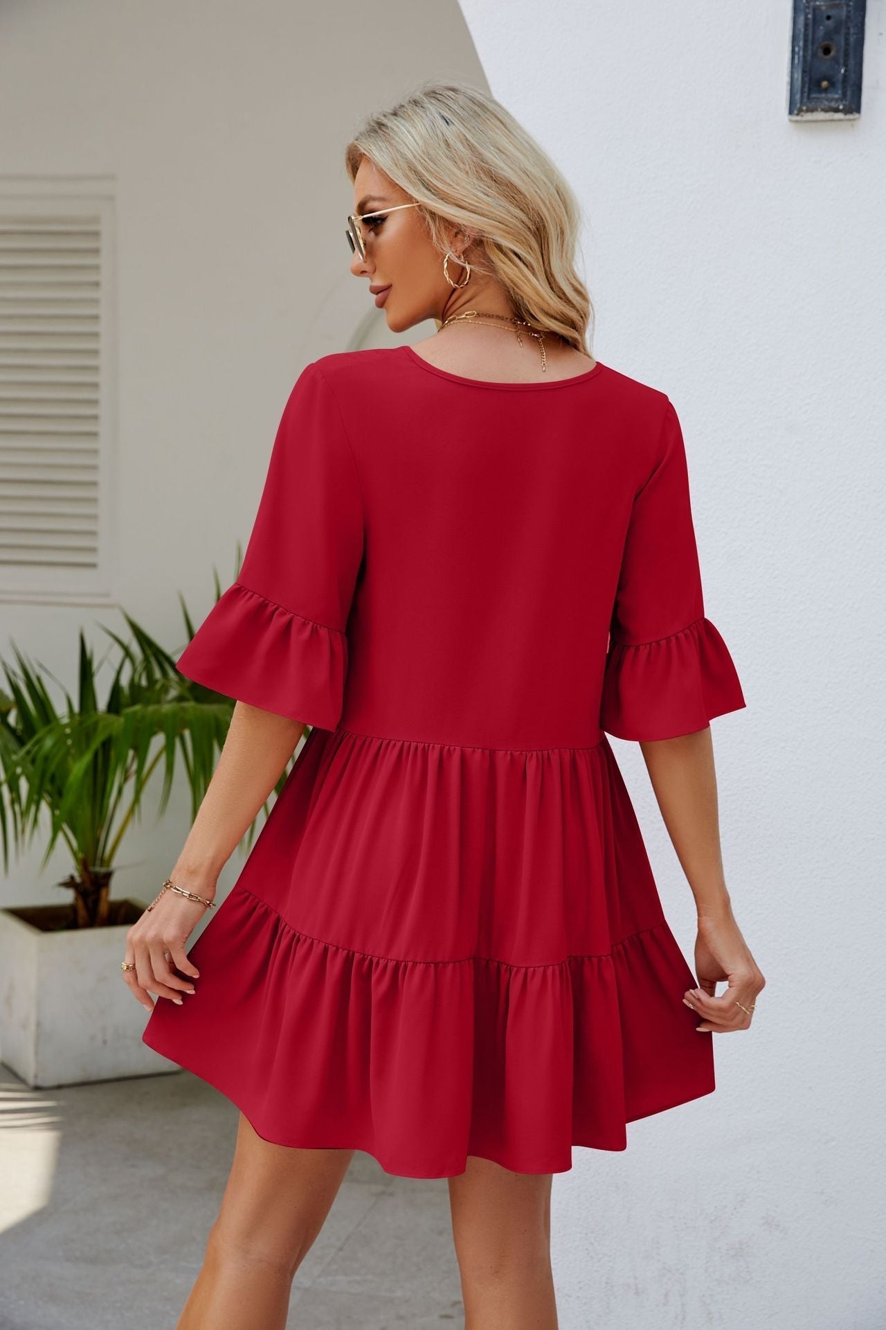 Ruched Short Sleeved Dress