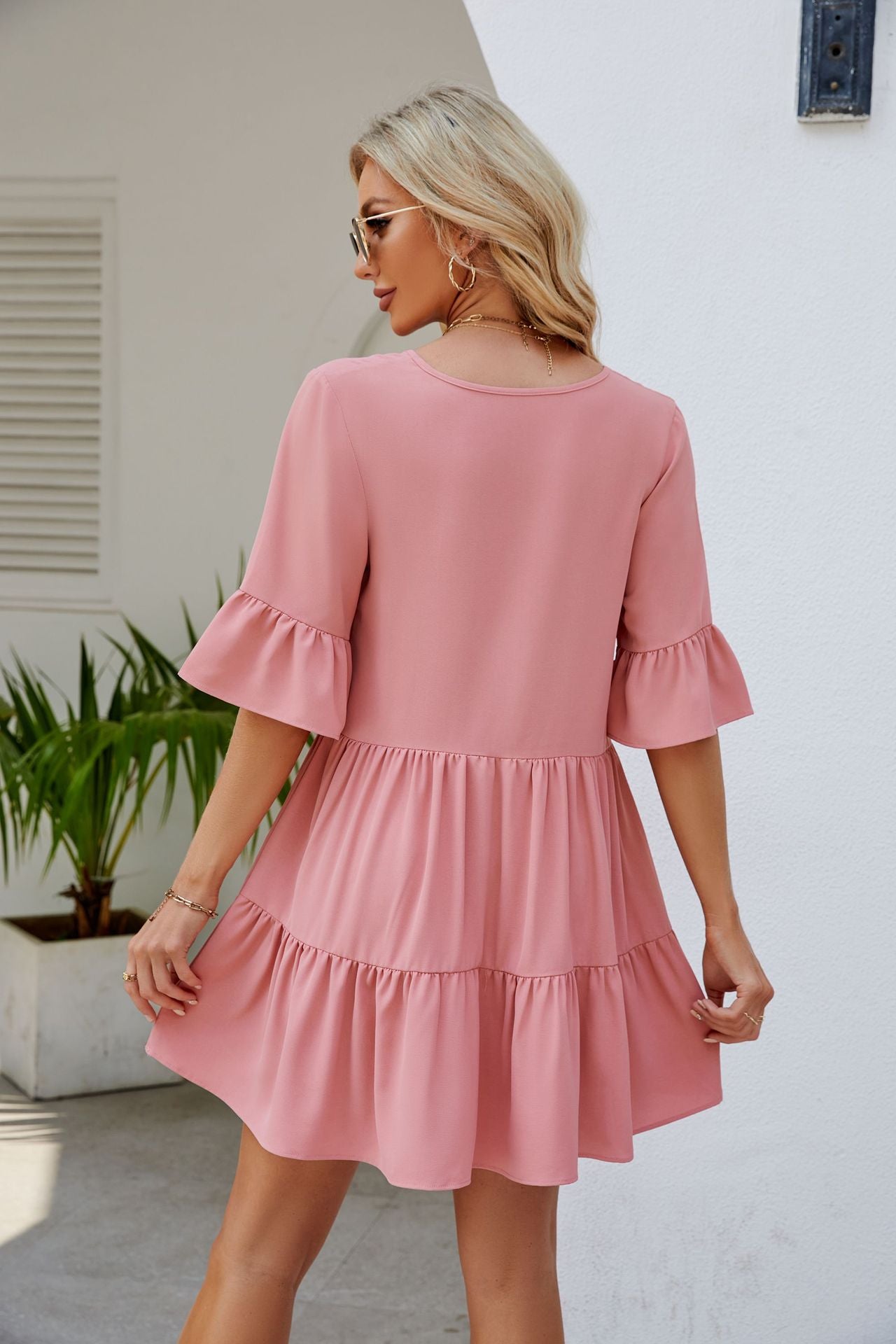 Ruched Short Sleeved Dress