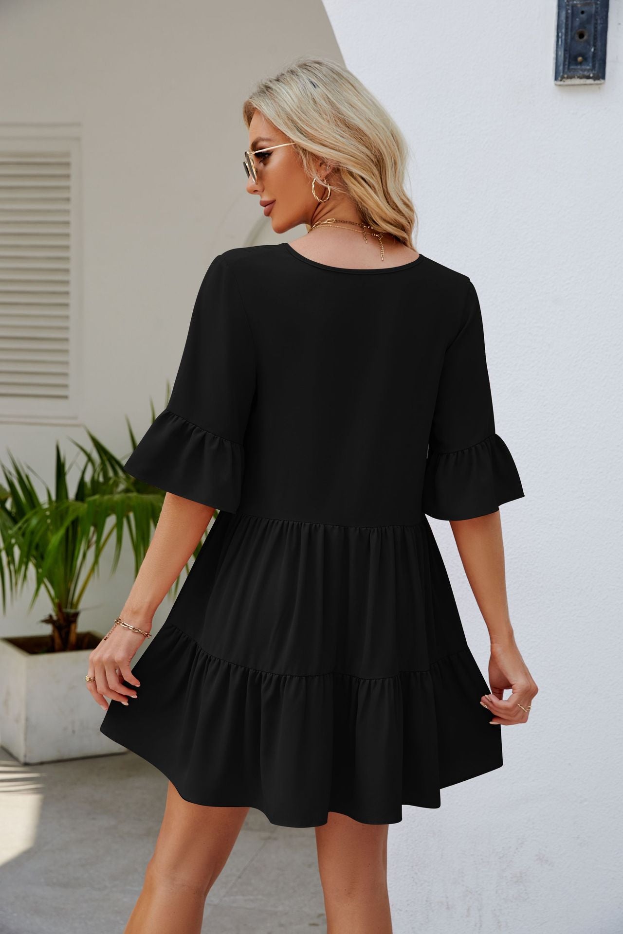 Ruched Short Sleeved Dress