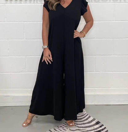 Ruffled Wide-Leg Casual Jumpsuit