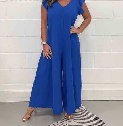 Ruffled Wide-Leg Casual Jumpsuit