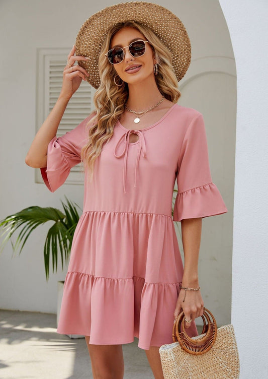 Ruched Short Sleeved Dress