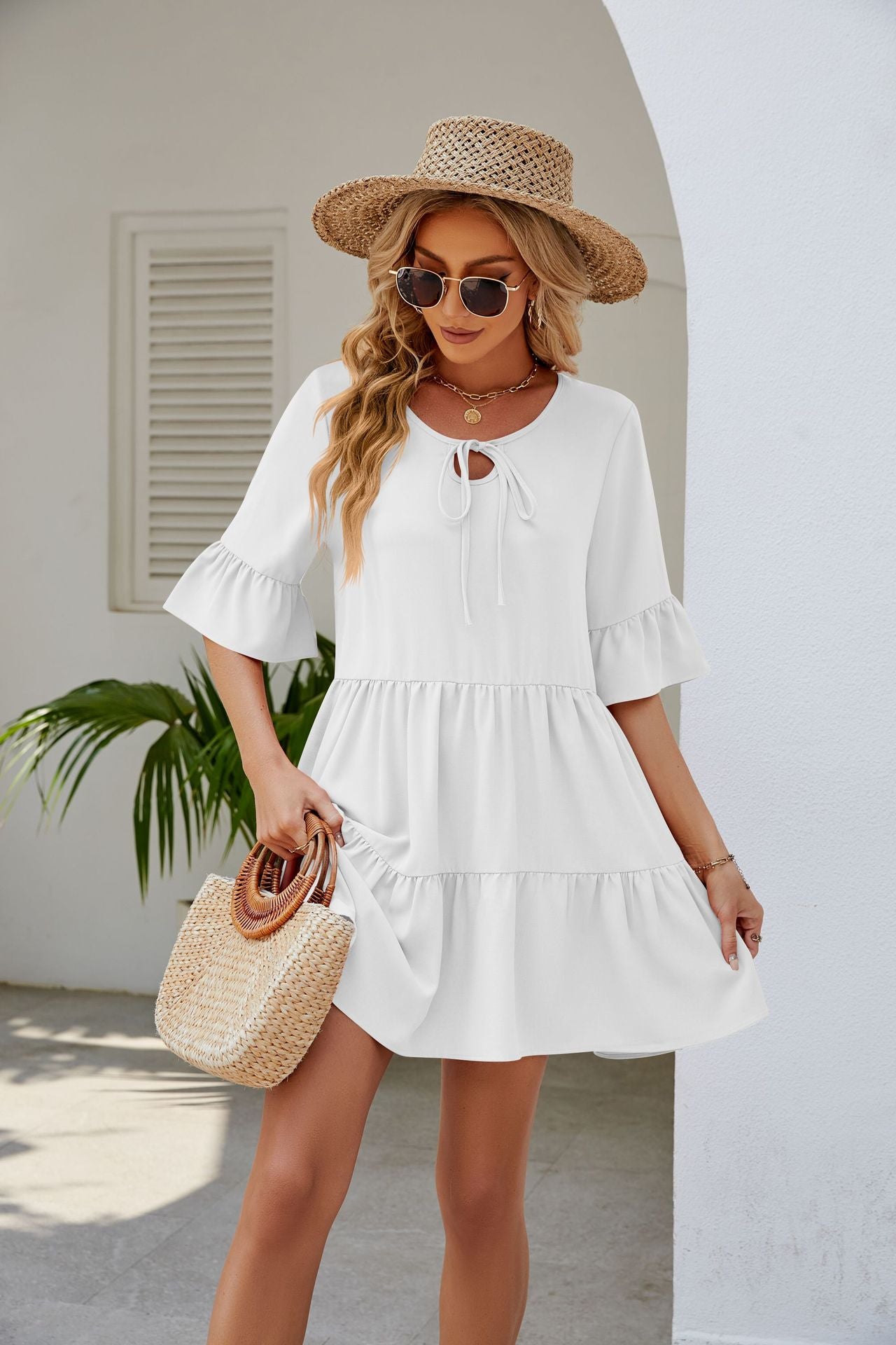 Ruched Short Sleeved Dress