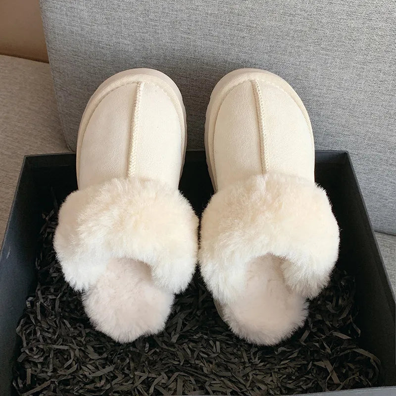 Fur Slip on Platform Slides