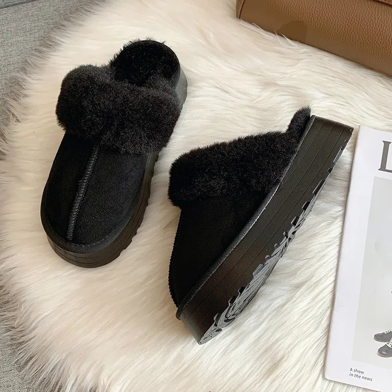 Fur Slip on Platform Slides