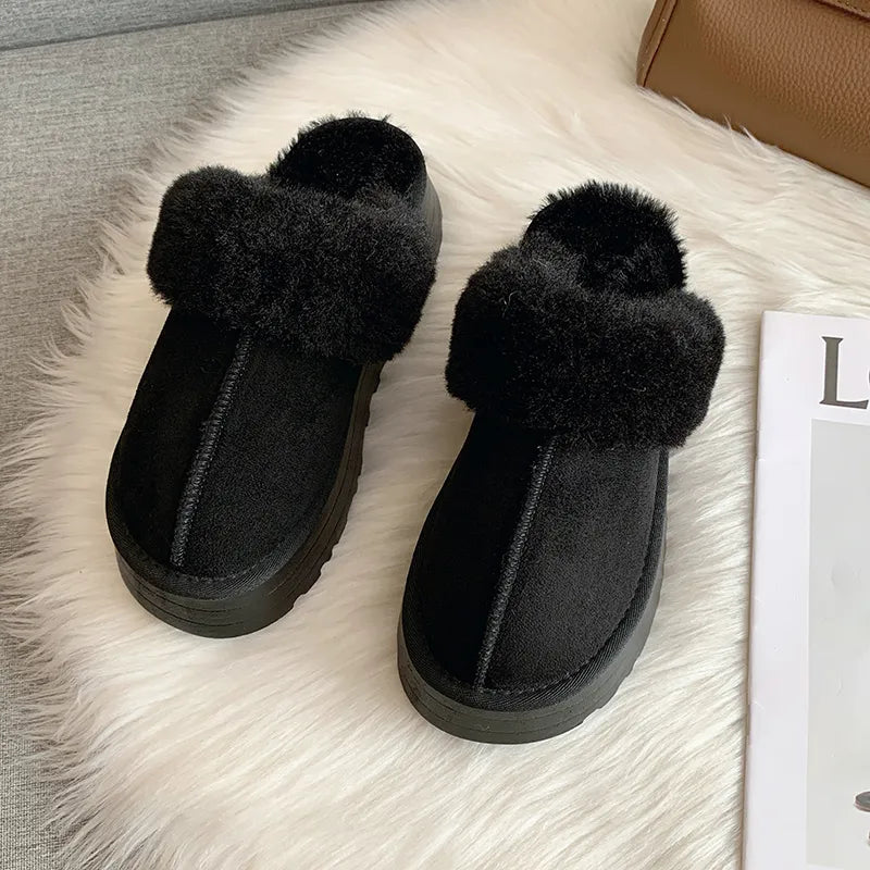 Fur Slip on Platform Slides