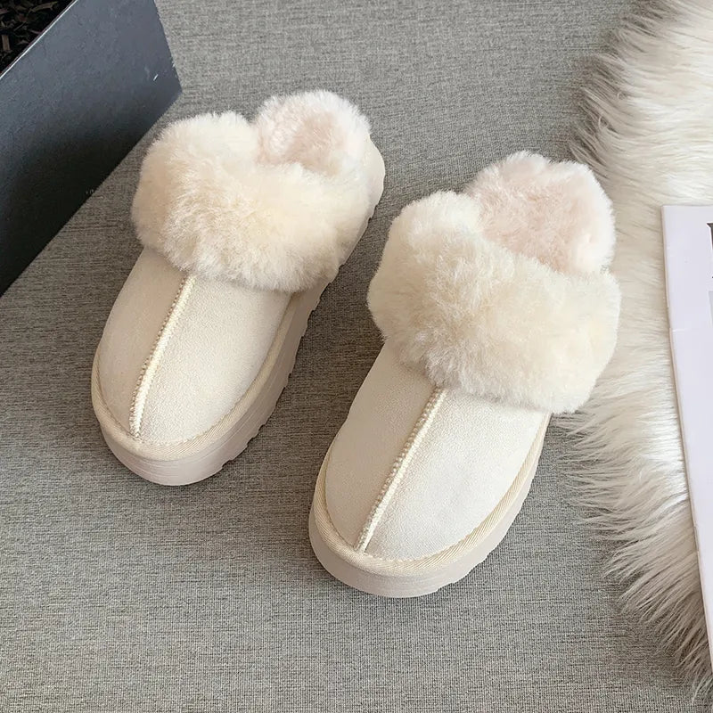 Fur Slip on Platform Slides