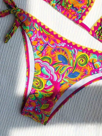 Boho Floral Print Bikini Set