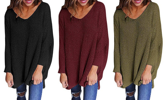 Women's Oversized V-Neck Sweater