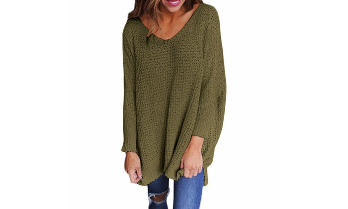 Women's Oversized V-Neck Sweater