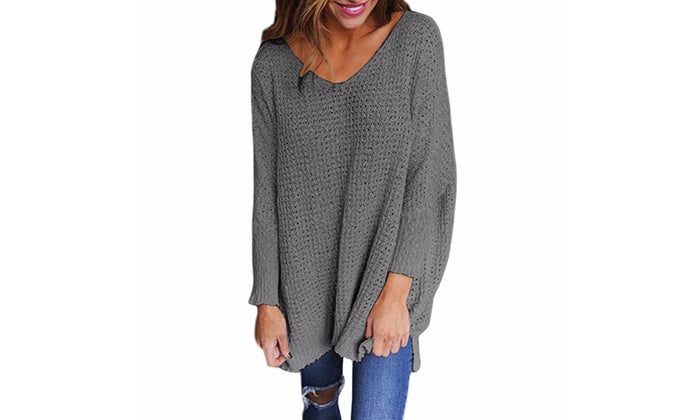 Women's Oversized V-Neck Sweater