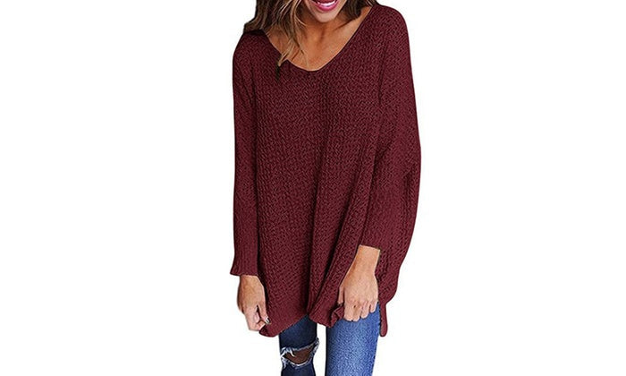 Women's Oversized V-Neck Sweater