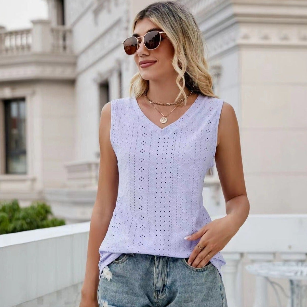 V-neck Sleeveless Top