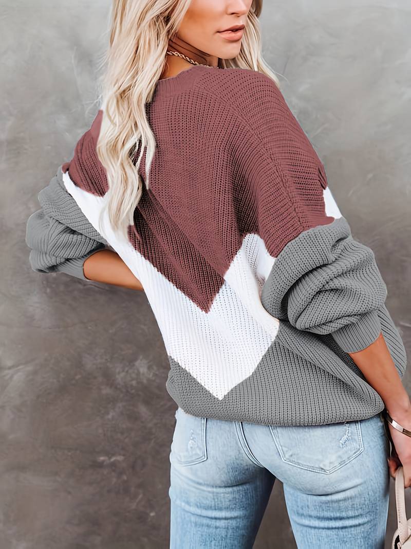 Colour Block Crew Neck Sweater